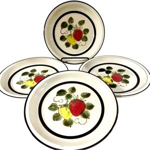 Vintage Strawberries by Sears Stoneware Salad Plates 1970’s MCM Made in Japan